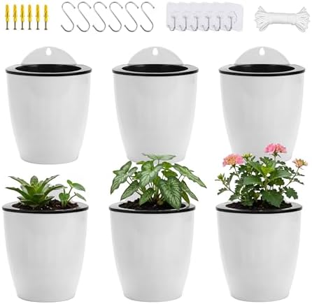 ORIMERC 6 Pack Hanging Planter Wall Planter Self Watering 5 inch Plant Pot by OrimercGarden