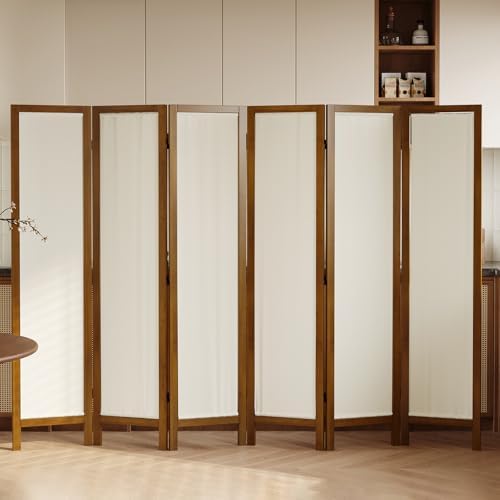 Linen Room Divider Privacy Screen, Foldable Wood Frame Partition Room Dividers - Image 6
