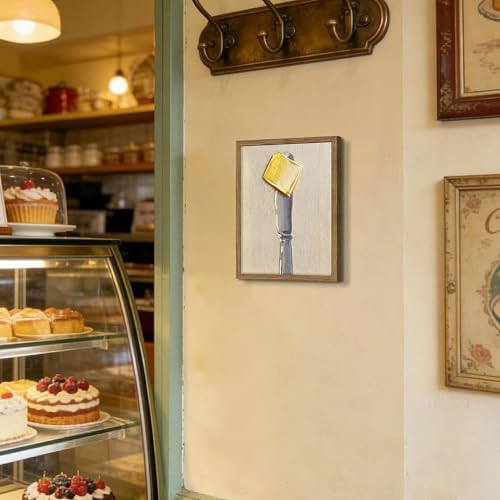 Framed Vintage Kitchen Wall Art, Butter on Knife Canvas Print, Modern - Image 6