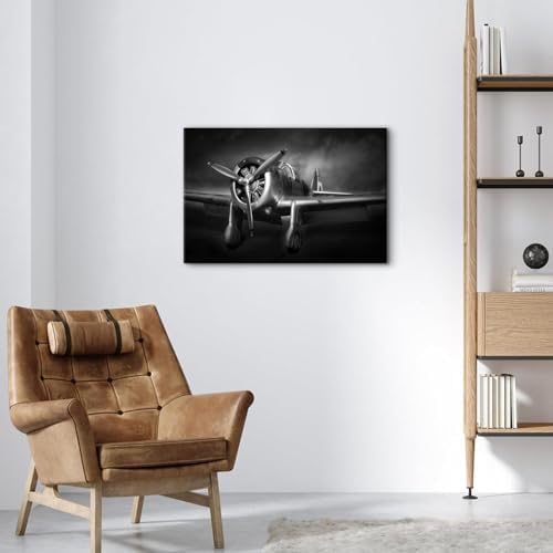 Vintage Airplane Wall Art for Living Room Black and White Propeller Aircraft - Image 6
