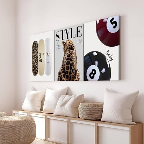 Trendy Cheetah Wall Decor Prints Preppy Leopard Wall Art Aesthetic Skateboard - Image 5