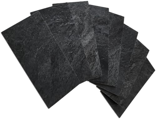 AULIGET 3" x 6" Black Peel and Stick Backsplash Wall Tiles, PVC Slate Stick on by AULIGET