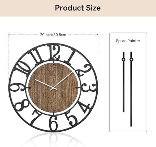 Large Wall Clocks, Oversized Farmhouse Silent Walls Clock - Image 2