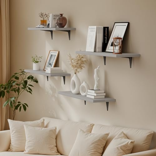 SKYSEN Floating Shelves for Wall Set of 6, 23.6in Wood Wall Shelf for Decor - Image 2