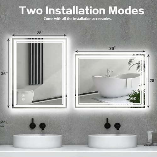 28" x 36" LED Bathroom Mirror, Wall Vanity Mirror - Image 5