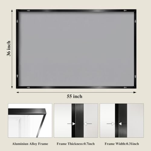 Koonmi Black Rectangle Wall Mirror, 36x55 Inch Bathroom Mirror, Aluminum Frame - Image 2