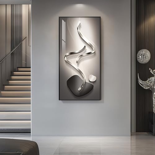 Large Framed Black Gray Abstract Wall Art - Image 5