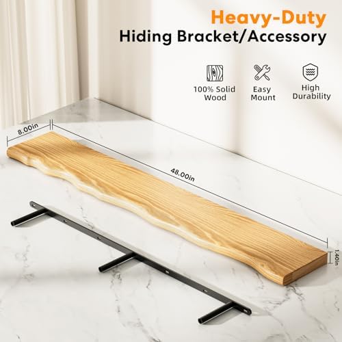 Organic Wavy Edge Floating Shelves, Hidden Brackets, 1 Pack 48 in - Image 3