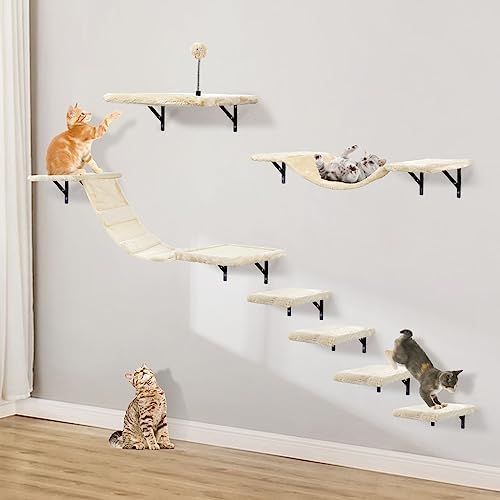 Cat Wall Shelves, Space-Saving Wall-Mounted Cat Climbing Set by Unknown
