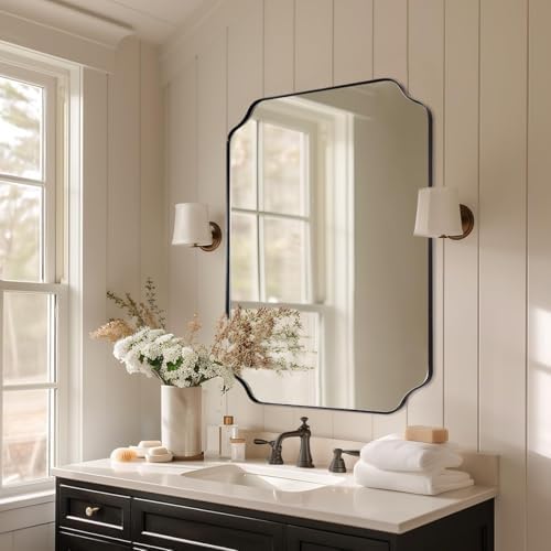 ANDY STAR 22X30 Inch Matte Black Scalloped Mirrors - Image 3