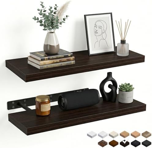 31.5in Floating Shelves for Wall, Dark Walnut by INHABITUNION
