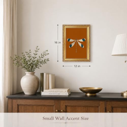 Gold Framed Dragonfly Wall Art, Antique Insect Picture Wall Decor16x12in - Image 2