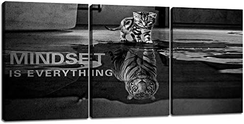 3 Panels Mindset is Everything Motivational Canvas Wall Art Inspirational by Yetaryy