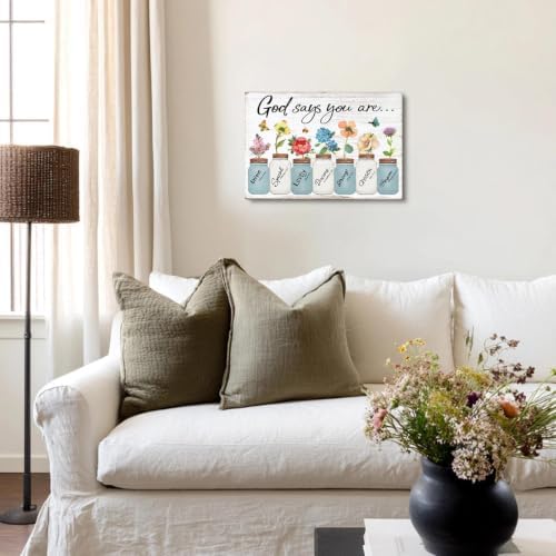Inspirational Floral Canvas Wall Art: God Says You Are Positive Quotes Wall - Image 3