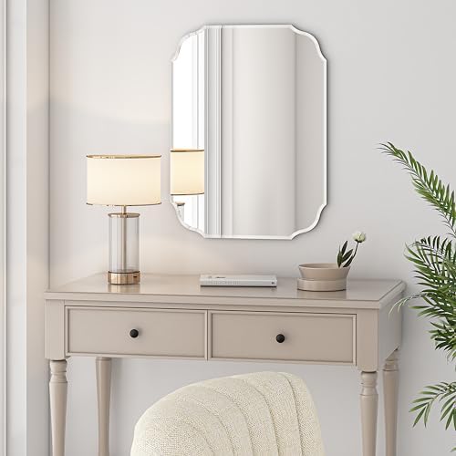 28" x 20" Silver Wall Mirror Beveled Edge Frameless Mirrors - Image 7