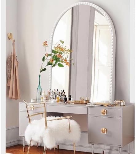Arch Mirror for Wall, Large Bathroom Accent Mirror, Metal Beaded Frame Ornate - Image 5