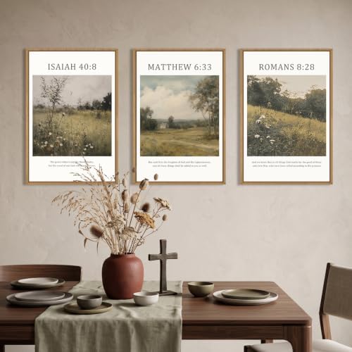LHIUEM Large Bible Christian Scripture Framed Canvas Wall Art Set, Jesus - Image 3