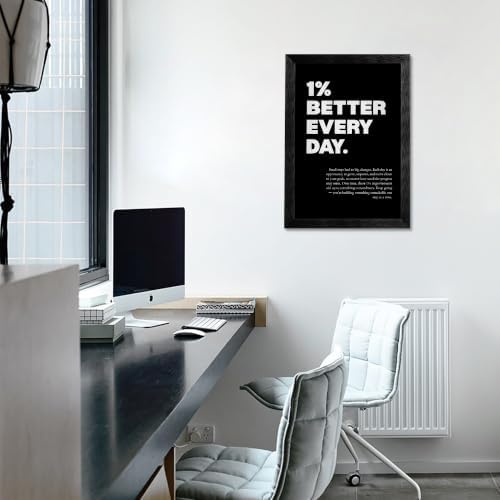 Black Framed 1% Better Every Day Motivational Canvas Wall Art, Growth Mindset - Image 3