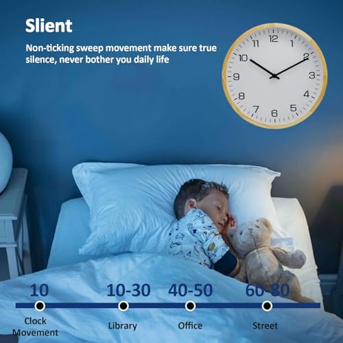 MEIRED Wooden Wall Clock 12 Inch Silent Non Ticking Wall Clocks Battery - Image 4