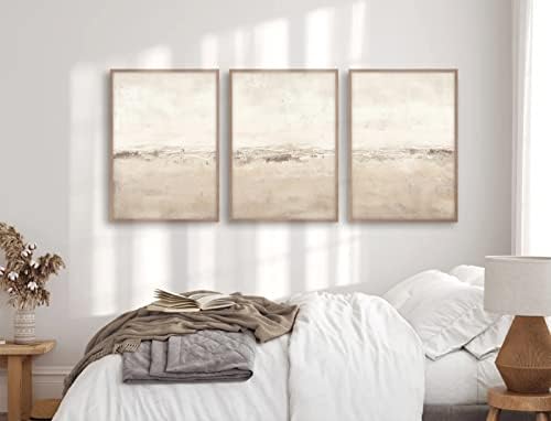 Baccone Beige Abstract Wall Art Set of 3 Neutral Canvas Wall Art Prints Boho - Image 6