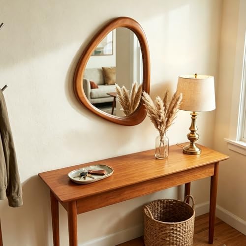 Irregular Wall Mirror, 30*20inch Asymmetrical Wood Mirrors, Entryway Mirror - Image 6