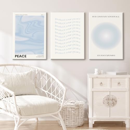 Blue Aura Wall Art Decor Retro Aesthetic Canvas Wall Art Pastel Abstract - Image 6