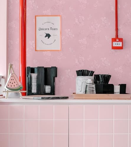 Silk Pink Peel and Stick Wallpaper Embossed Floral 511in 17.7in - Image 6