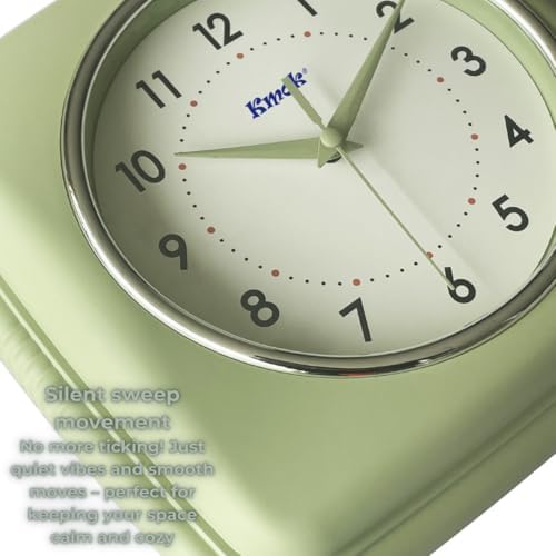 9" Retro Square Wall Clock, Pastel Green - Image 3