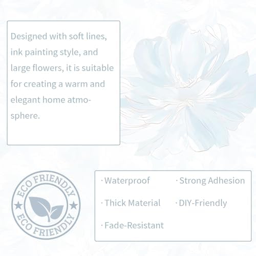 Dimoon 78.7"x17.3" Peel and Stick Wallpaper Blue Floral Boho Cute Contact Paper - Image 2