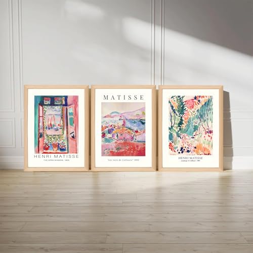 Wooden Framed Matisse Wall Art Set of 3 Abstract Henri Matisse Posters Vintage - Image 2
