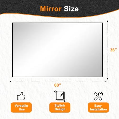 Delma Bathroom Vanity Mirror, 36x60 Black Metal Framed Mirror - Image 2