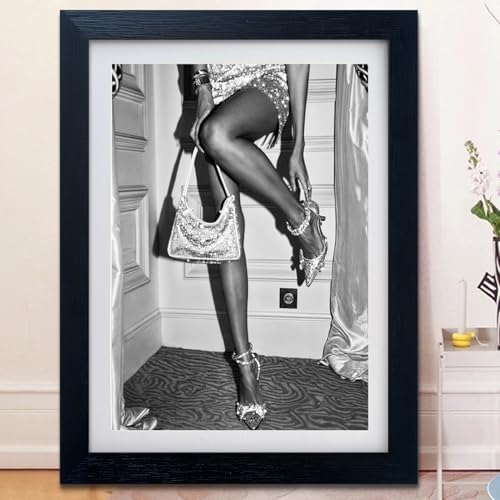 Framed Black and White High Heels Fashion Wall Art Trendy Poster Black Girl - Image 6
