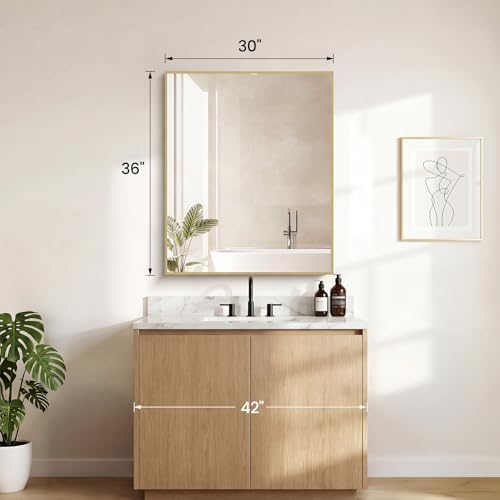DUMOS 30"x36" Rectangle Wall Mirror, Bathroom Mirrors - Image 2