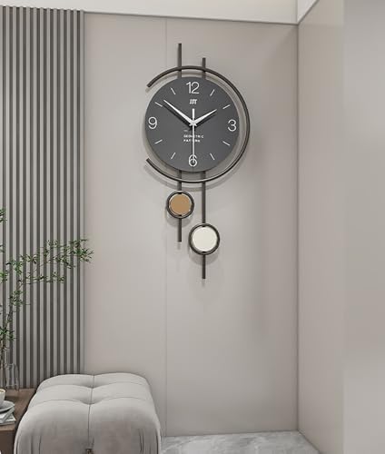 Vertical Minimalist Geometric Metal Silent Wall Clock - Image 6