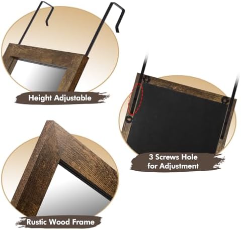 ikkle Wooden Full Length Door Mirror 48" x 14", Rustic Frame - Image 5