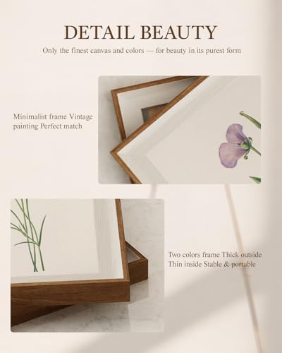 VIYYIEA Framed Vintage Sketch Wildflower Botanical Wall Art Set, 12×10 Inch - Image 3