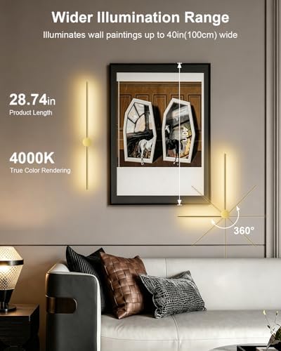 FRIDEKO HOME Gold Sconces Wall Decor Set of 2, 4000K LED Wall Sconces Fixtures - Image 5