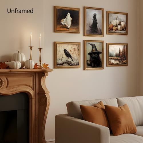 ZYANGZY Vintage Halloween Poster Set of 6, Dark Academia Ghost Wall Art - Image 3