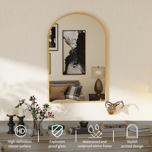 NEWBULIG 26"X38" Arched Bathroom Mirror - Image 4