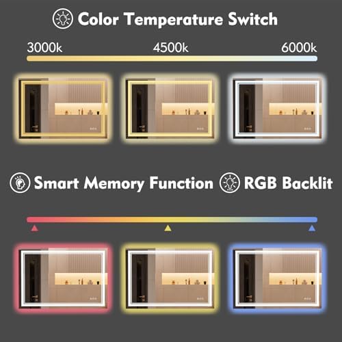 48x28 Inch RGB LED Bathroom Mirror - Image 4