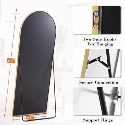 DUMOS 64"x21" Arched Full Length Floor Mirror, Full Body Mirror - Image 2