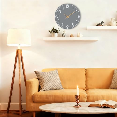 Wall Clock Battery Operated 12 Inch Gray Large Wall Clocks - Image 6