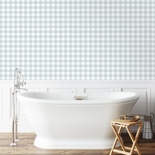 Cohoo Home Plaid Peel and Stick Wallpaper Gingham Checkered 17.3''×393'' - Image 5