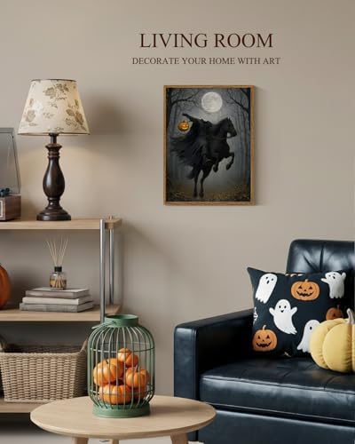 VIYYIEA Headless Horseman Halloween Wall Art 12x16 Inch Framed Canvas, Gothic - Image 3