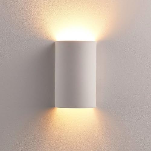 White Plaster Wall Sconce Light, Paintable DIY Wall Decor Up Down Wall Light by Lucande
