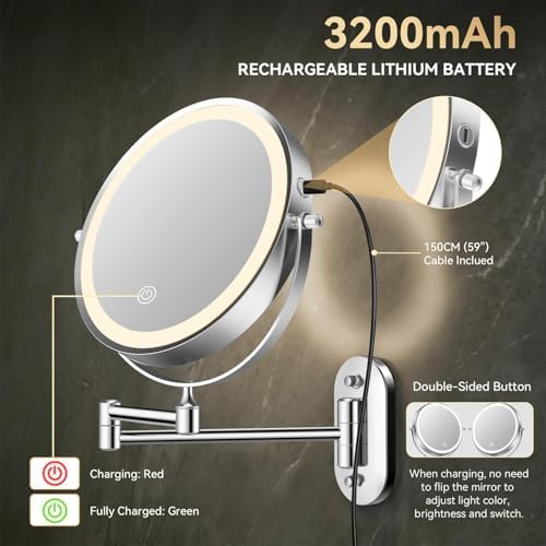 Auxmir 1X/30X Wall Mounted Makeup Mirror - Image 3