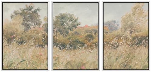 MUDECOR Framed Wall Art Print Set Pastoral Meadow and Tree Landscape by MUDECOR