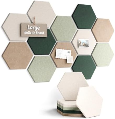 Fluxynara 12-Pack Hexagon Felt Bulletin Board Tiles, Nordic Moss-1 by FLUXYNARA