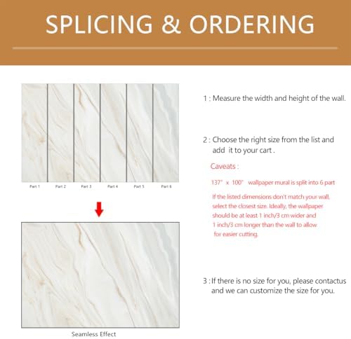 Brown and White Marble Wallpaper Mural Peel and Stick 137"x100" - Image 5
