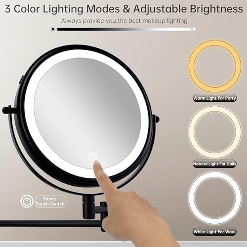 JANEEVA 8" Wall Mounted Lighted Makeup Mirror, Rechargeable Double Sided 1X/10X - Image 5